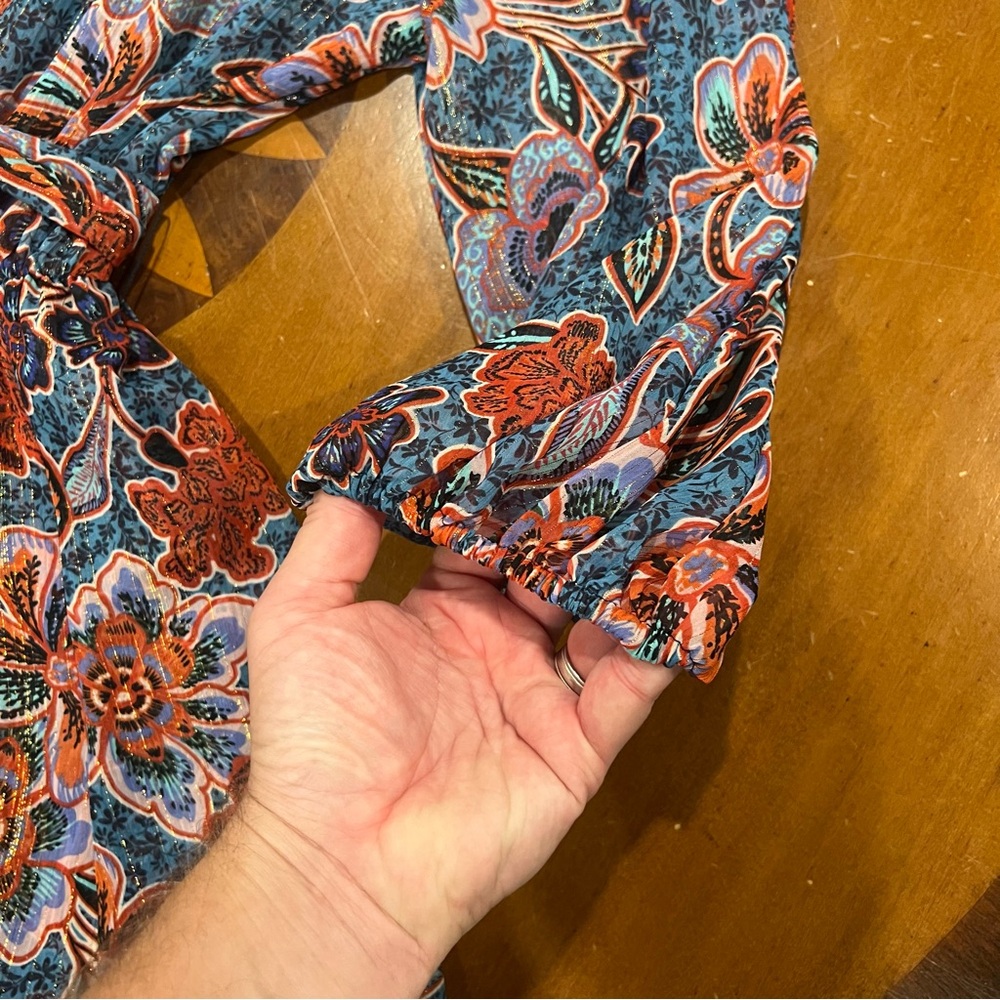 MISA Los Angeles Tara Floral Chiffon Faux Wrap Mini Dress Cerulean Small Revolve - Picture 9 of 16
